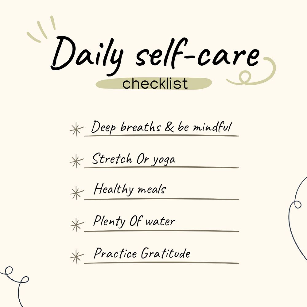 Daily checklist Instagram ad template, inspirational self love design psd