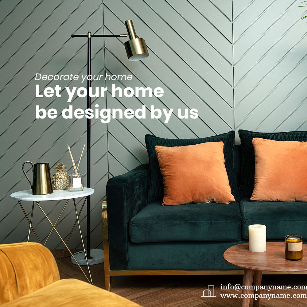 Interior Instagram ad template, customizable design psd