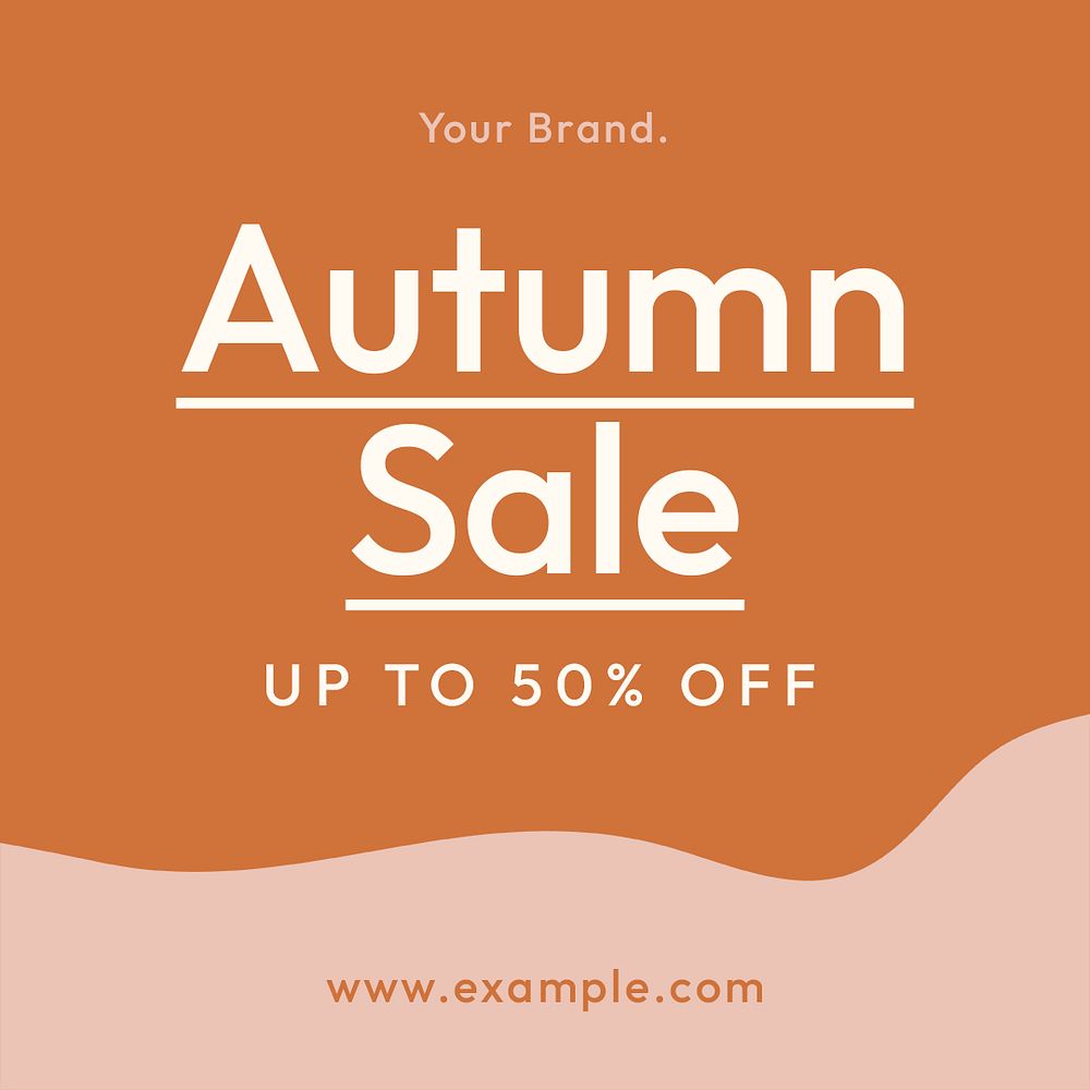 Autumn sale Instagram post template, orange simple design psd