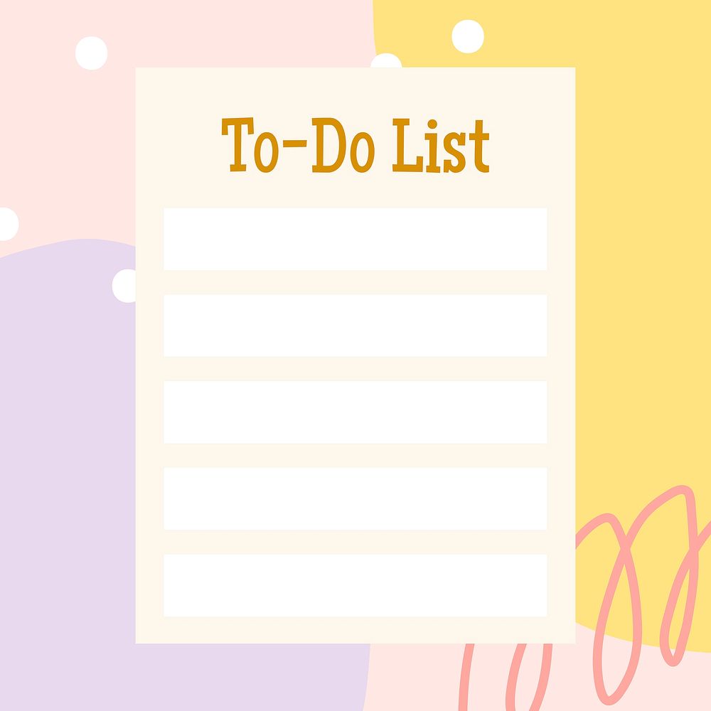 Abstract memphis to-do list template, colorful Instagram post vector