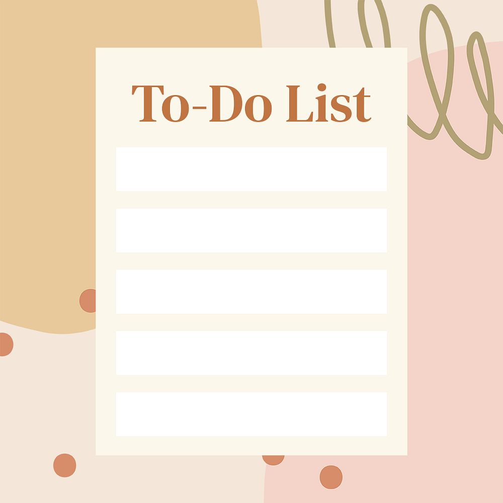 Abstract memphis to-do list template, pastel Instagram post psd