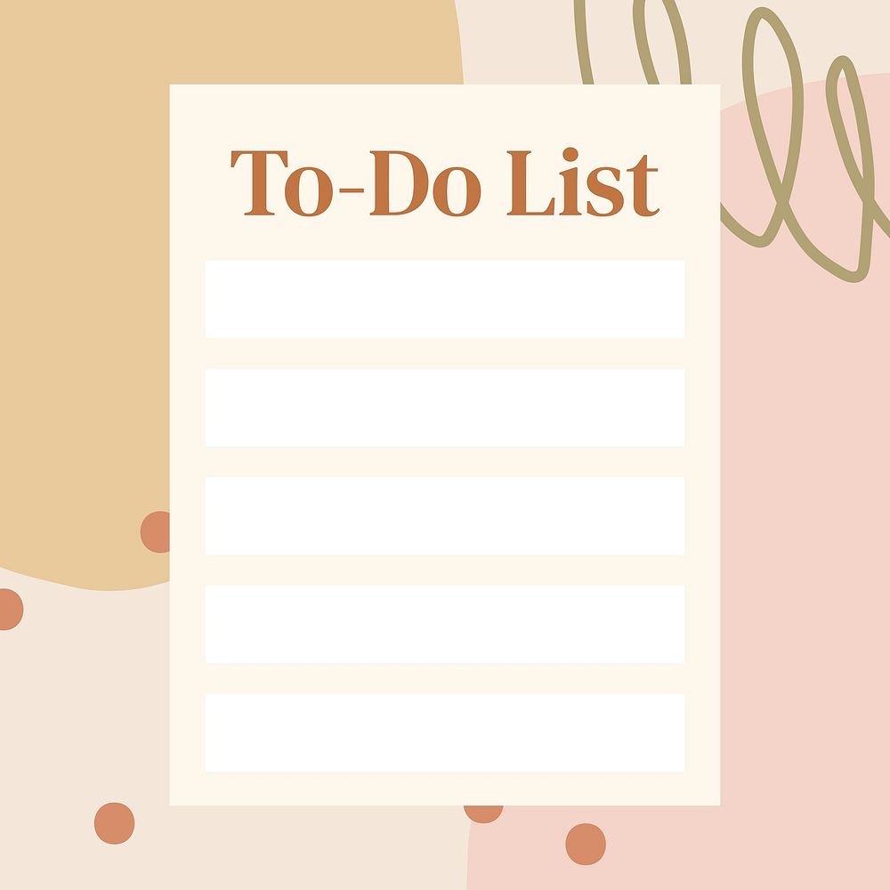 Abstract memphis to-do list template, pastel Instagram post vector