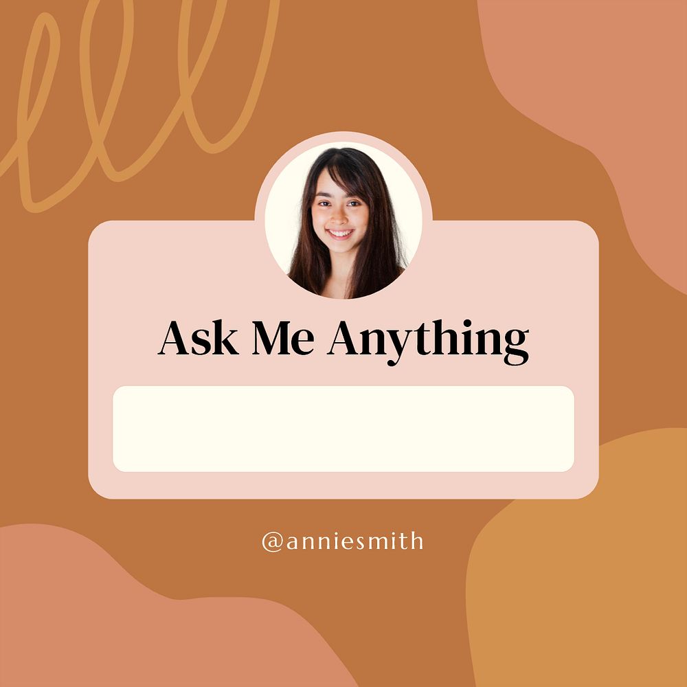 Ask me anything template, social media post in earth tone psd