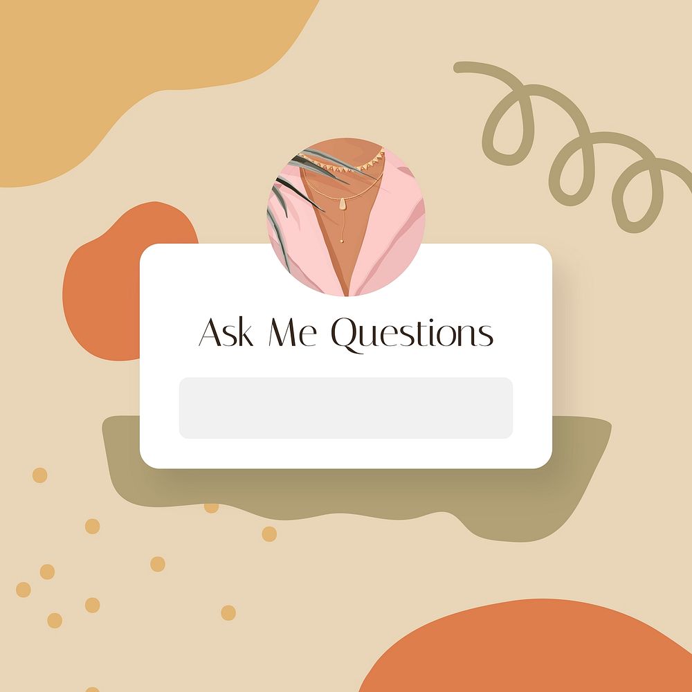 Ask me questions template, social media post in earth tone vector