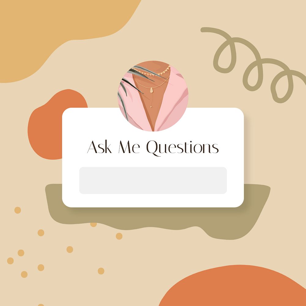 Ask me questions template, social media post in earth tone psd