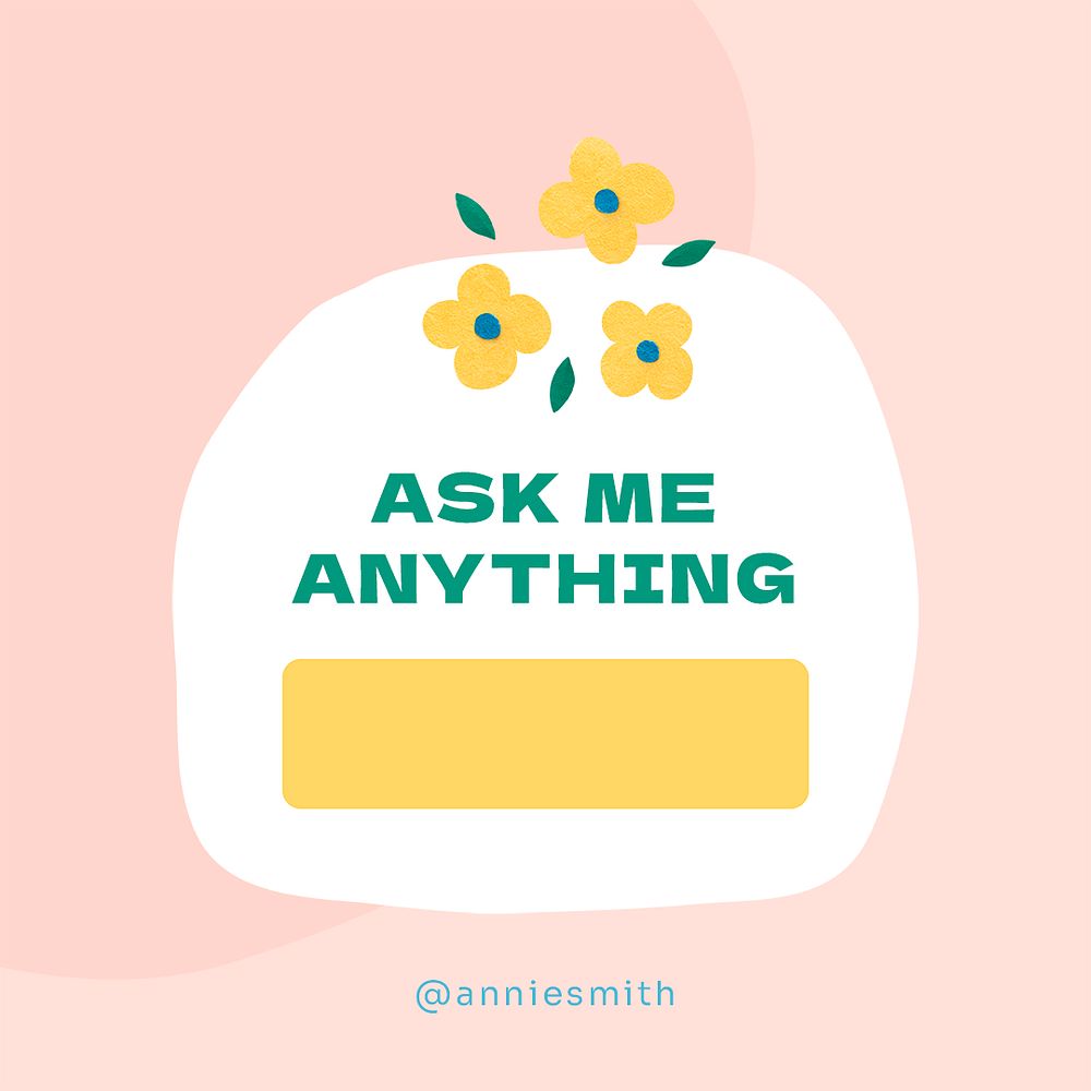 Ask me anything template, social media post in floral design psd