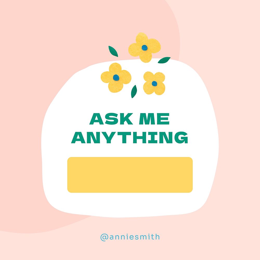 Ask me anything template, social media post in floral design vector