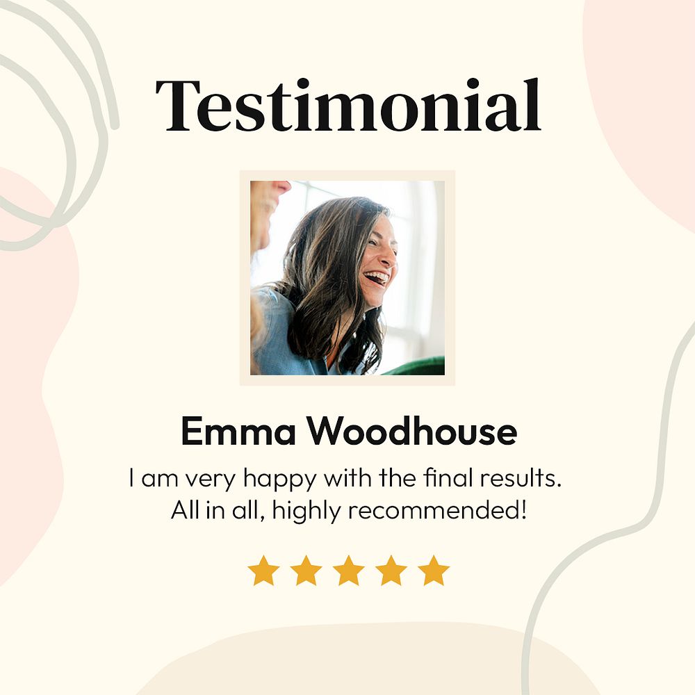 Aesthetic Instagram post template, testimonial ad psd