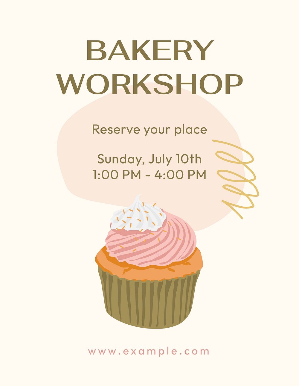 Bakery workshop poster template, cute design psd
