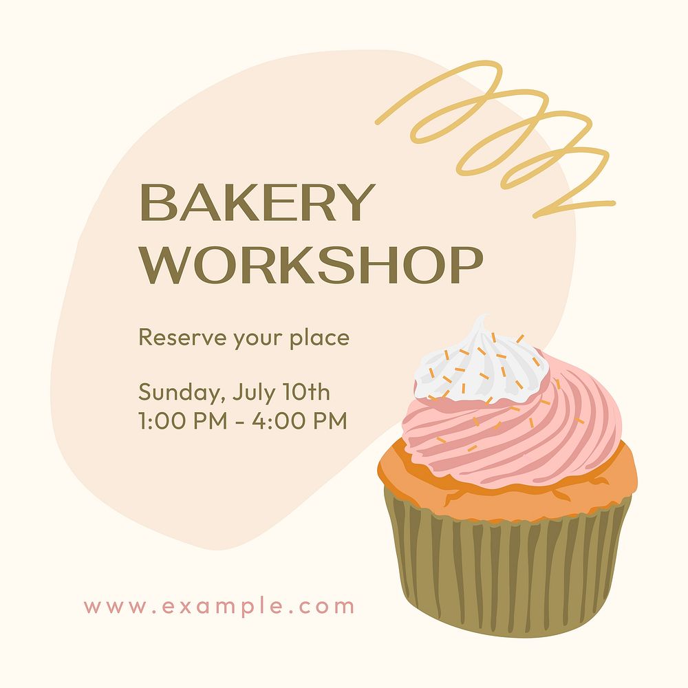 Bakery workshop template, Instagram post ad vector
