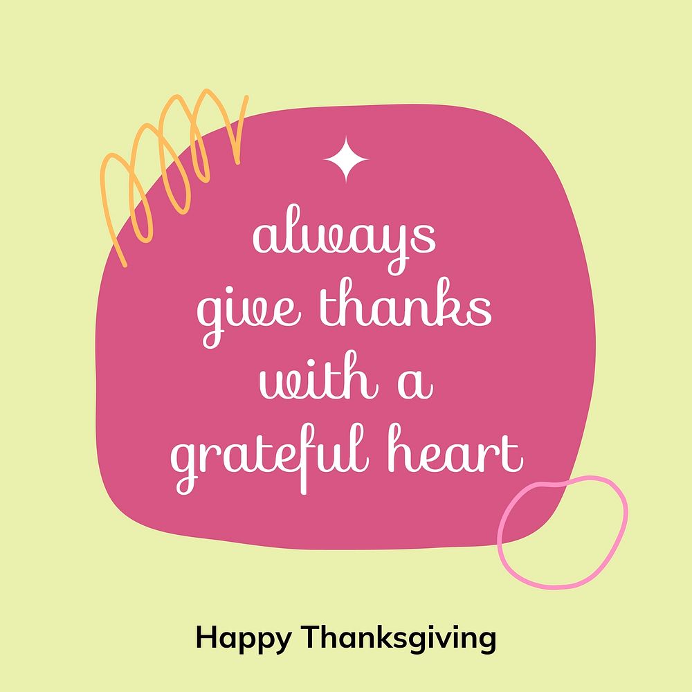 Pink memphis template, Instagram post with happy thanksgiving text vector