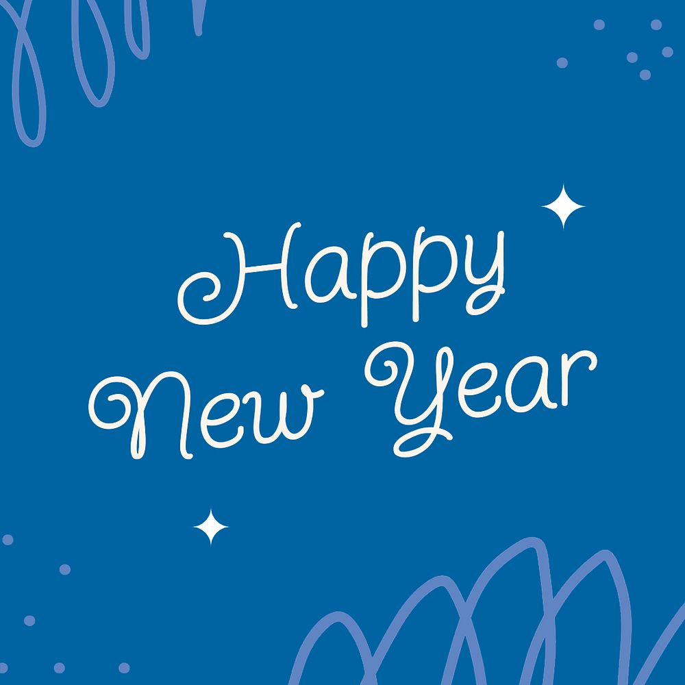 New year greeting template, blue memphis design psd
