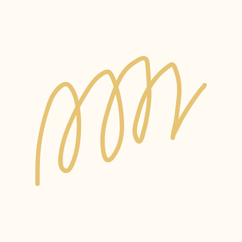 Yellow doodle line clipart, cute scribble element vector