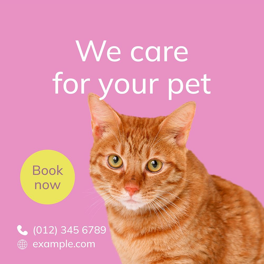 Pet care Instagram ad template for social media advertisement vector