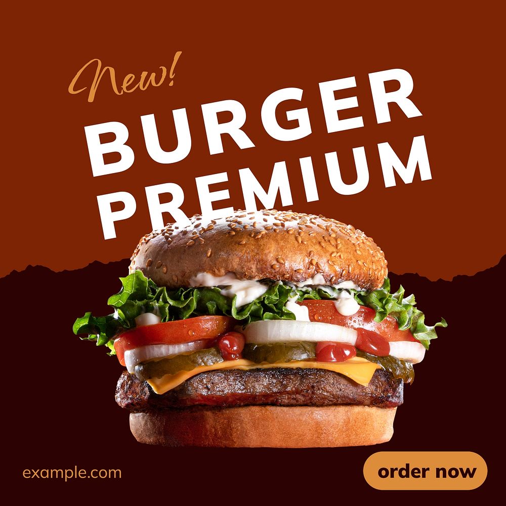 Hamburger Facebook post template, aesthetic food design  psd