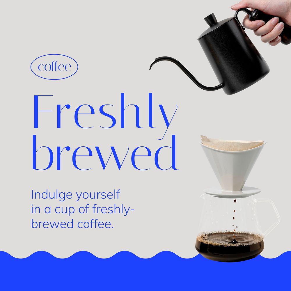 Brewed coffee Instagram ad template, aesthetic food design psd