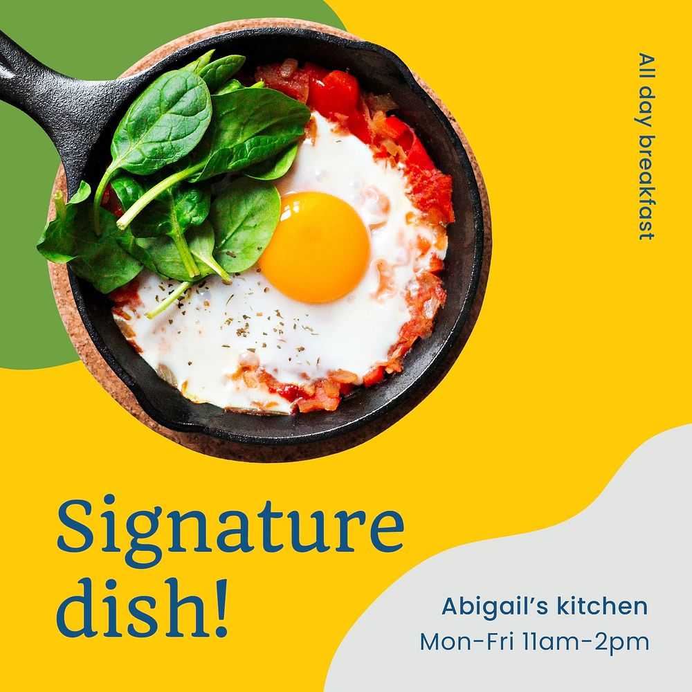 Signature dish Instagram ad template, aesthetic food design psd