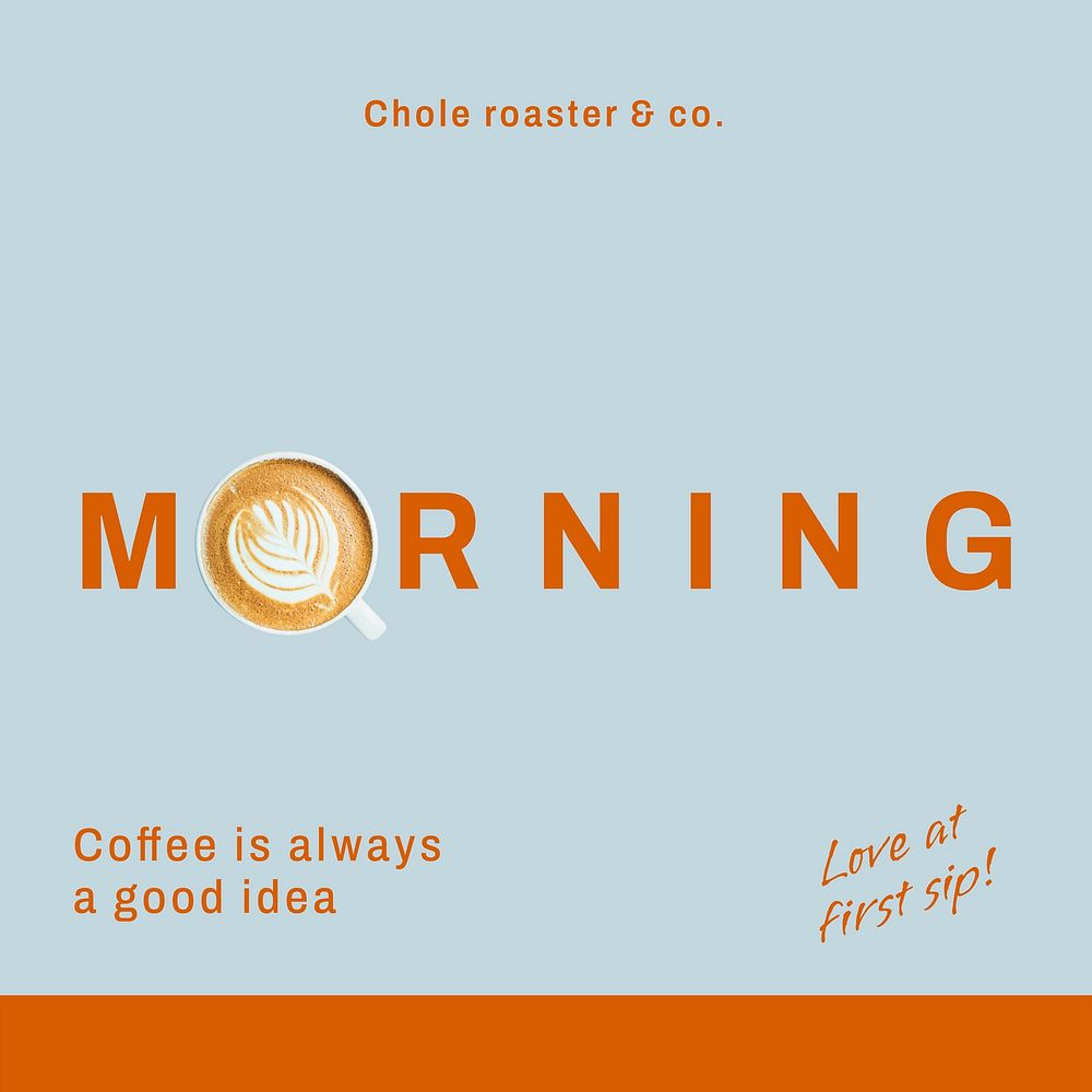 Morning coffee Instagram ad template, aesthetic food design vector