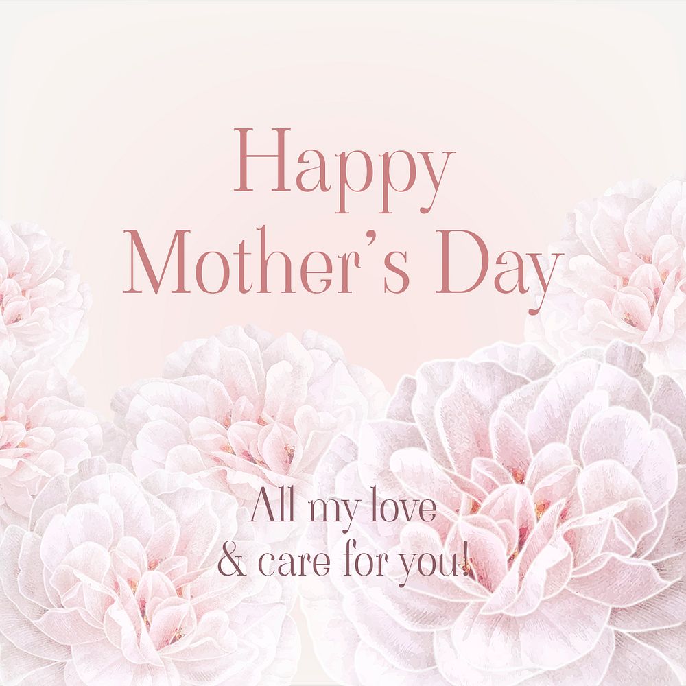 Pink feminine template, mother's day greeting social media post psd