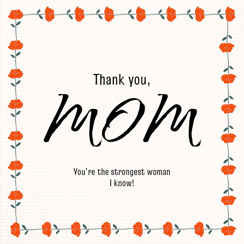 Floral mother's day template, Instagram post greeting psd