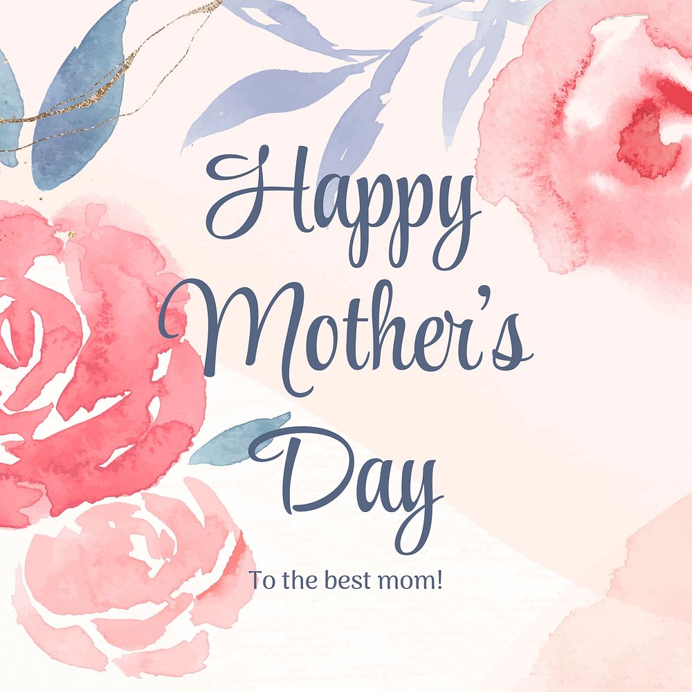 Pink watercolor template, Mother's Day celebration post vector
