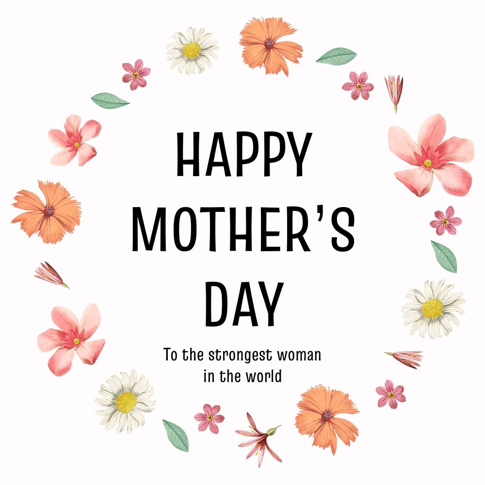 Floral mother's day template, Instagram post greeting vector
