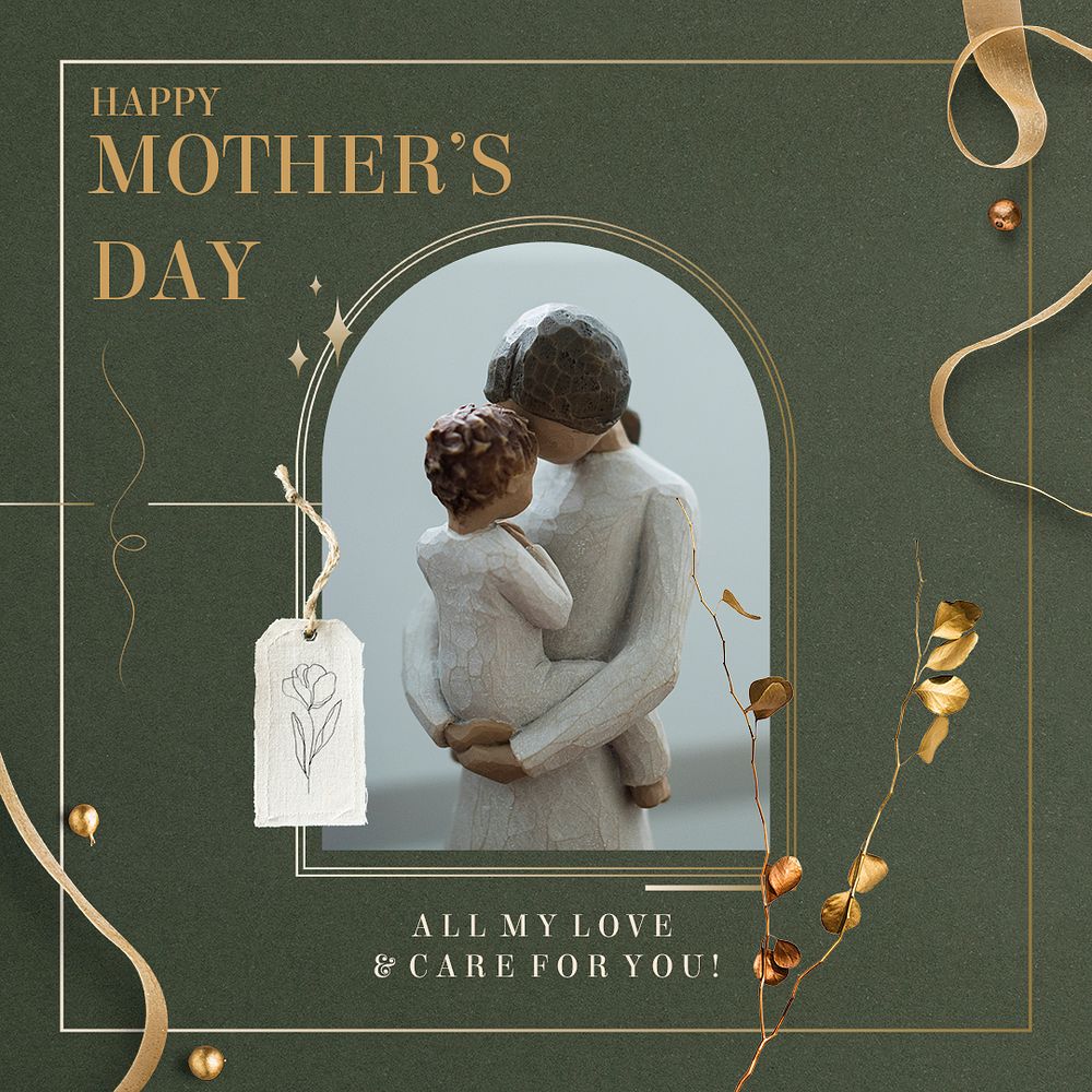 Happy mother's day template, green aesthetic design psd