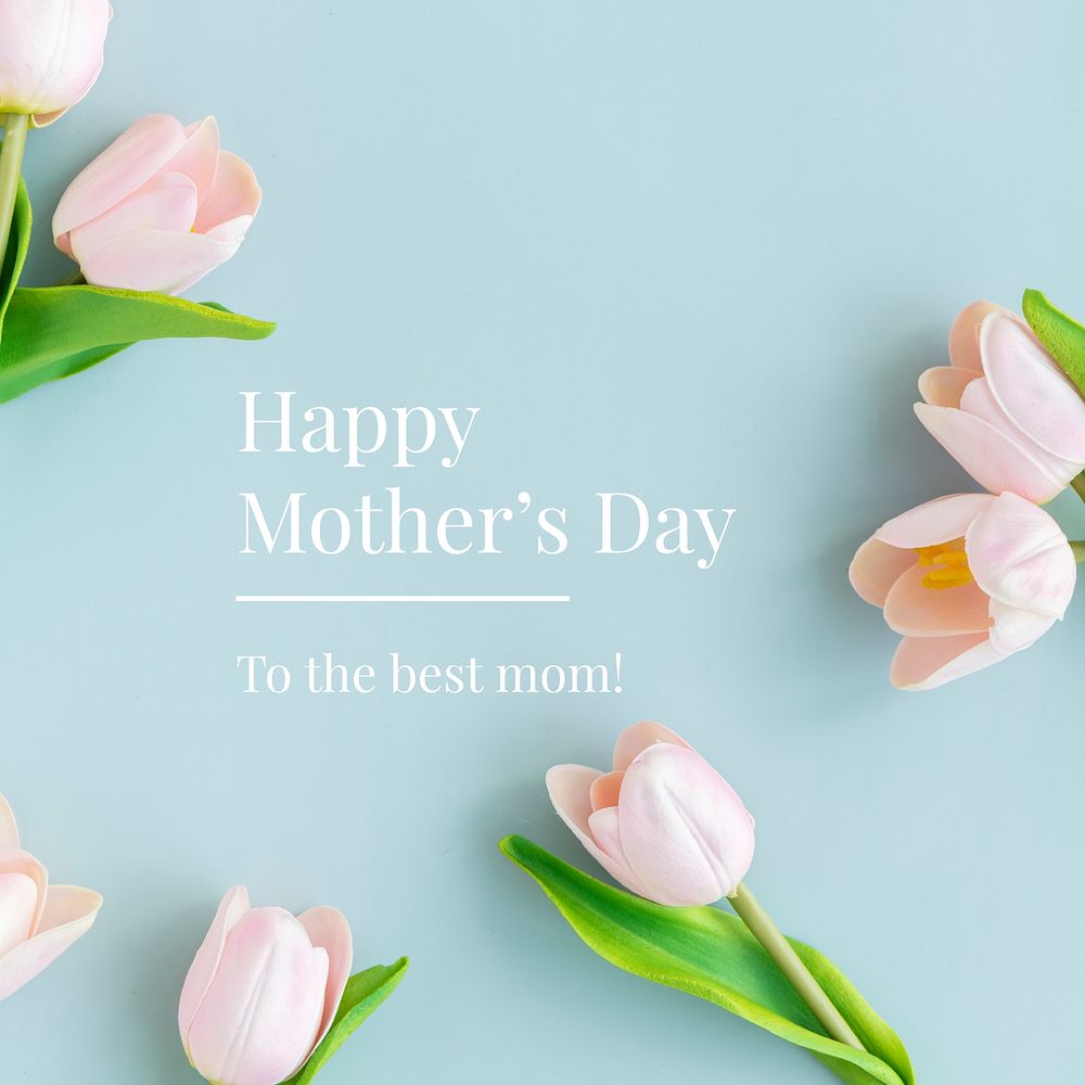 Tulip aesthetic Instagram post template, happy mother's day greeting vector