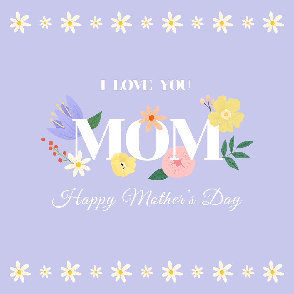 Aesthetic flower greeting template, mother's day celebration post psd