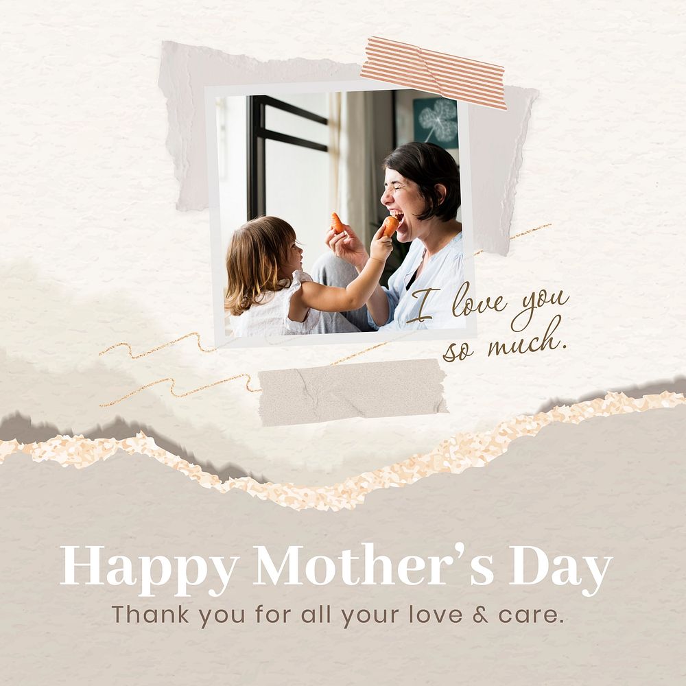 Aesthetic collage template, mother's day greeting post vector