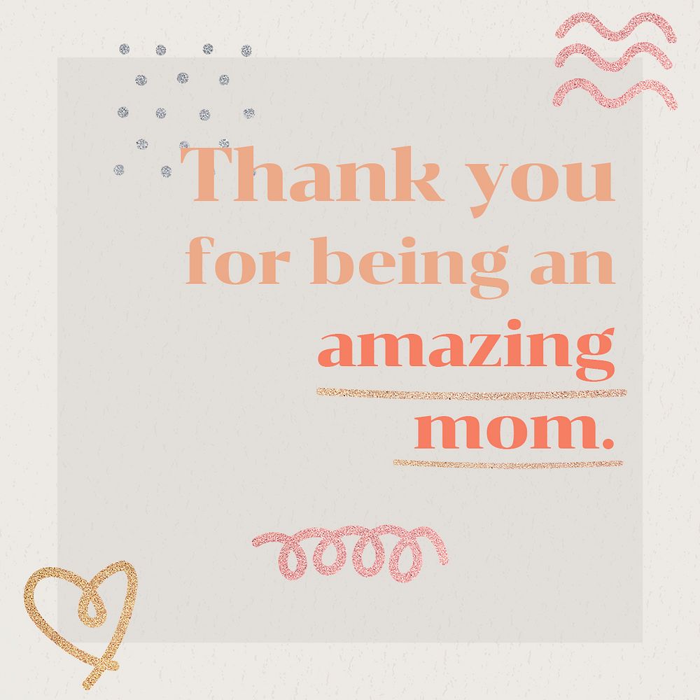 Cute memphis template, mother's day greeting post psd