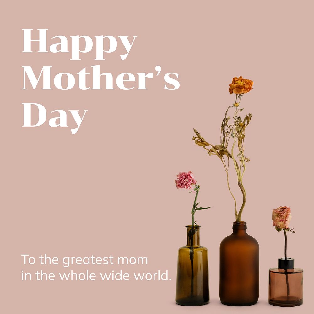 Happy mother's day template, pink floral post vector