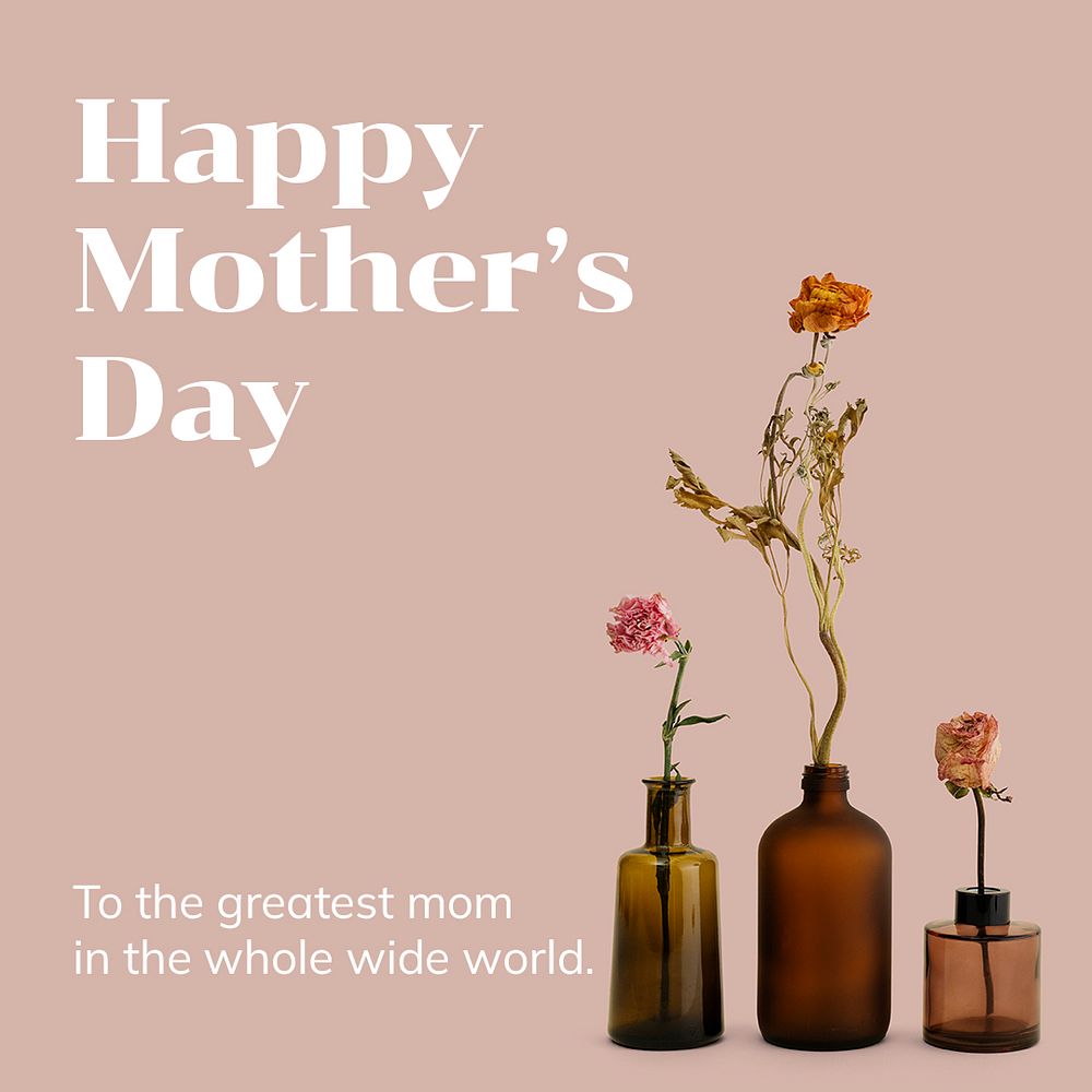 Happy mother's day template, pink floral post psd