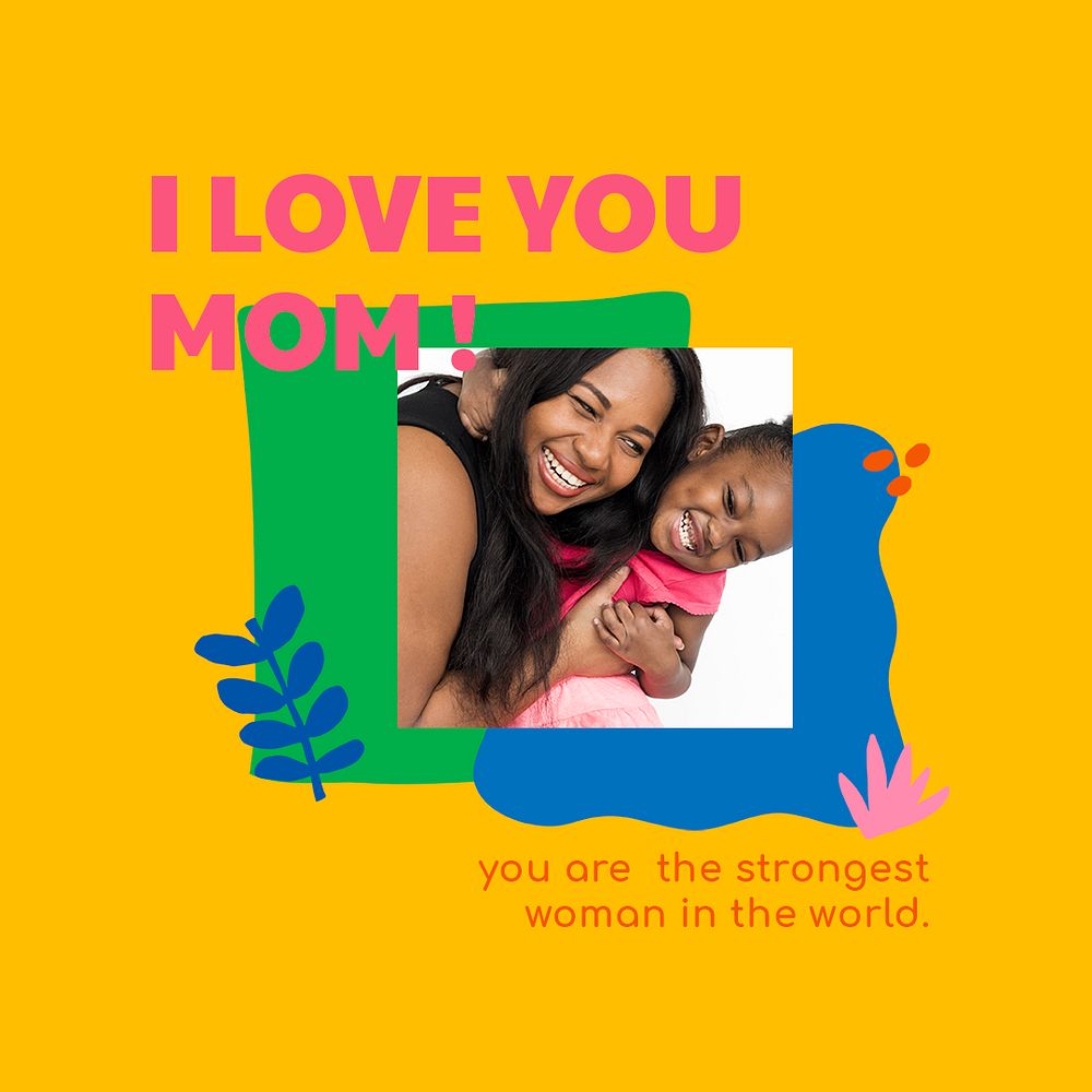 Colorful memphis template, greeting post for mother's day psd