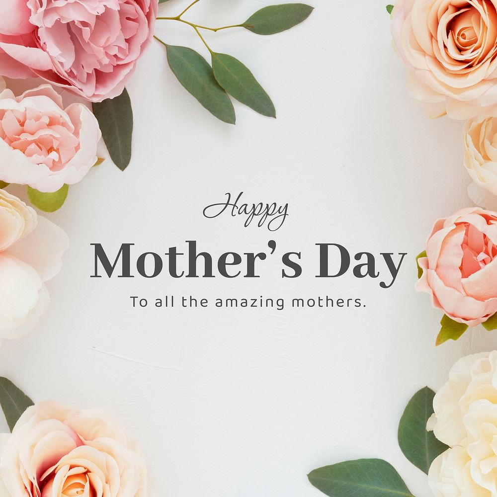 Spring aesthetic Instagram post template, happy mother's day greeting vector