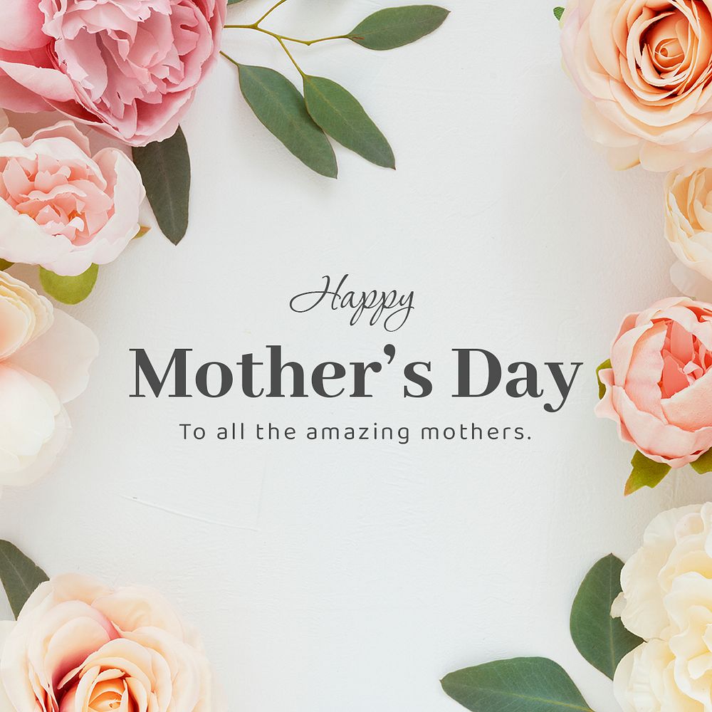 Spring aesthetic Instagram post template, happy mother's day greeting psd