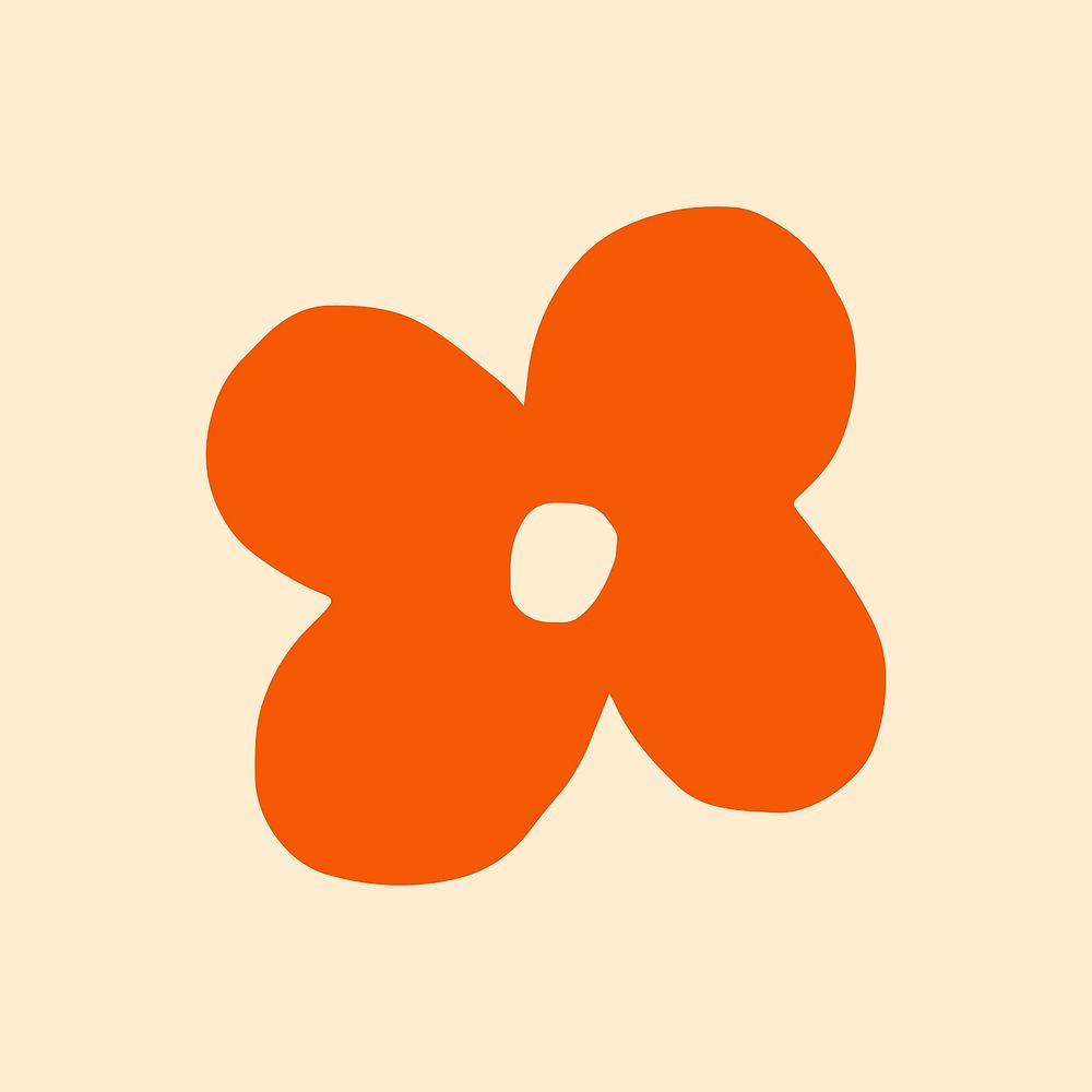Orange flower sticker, cute doodle vector