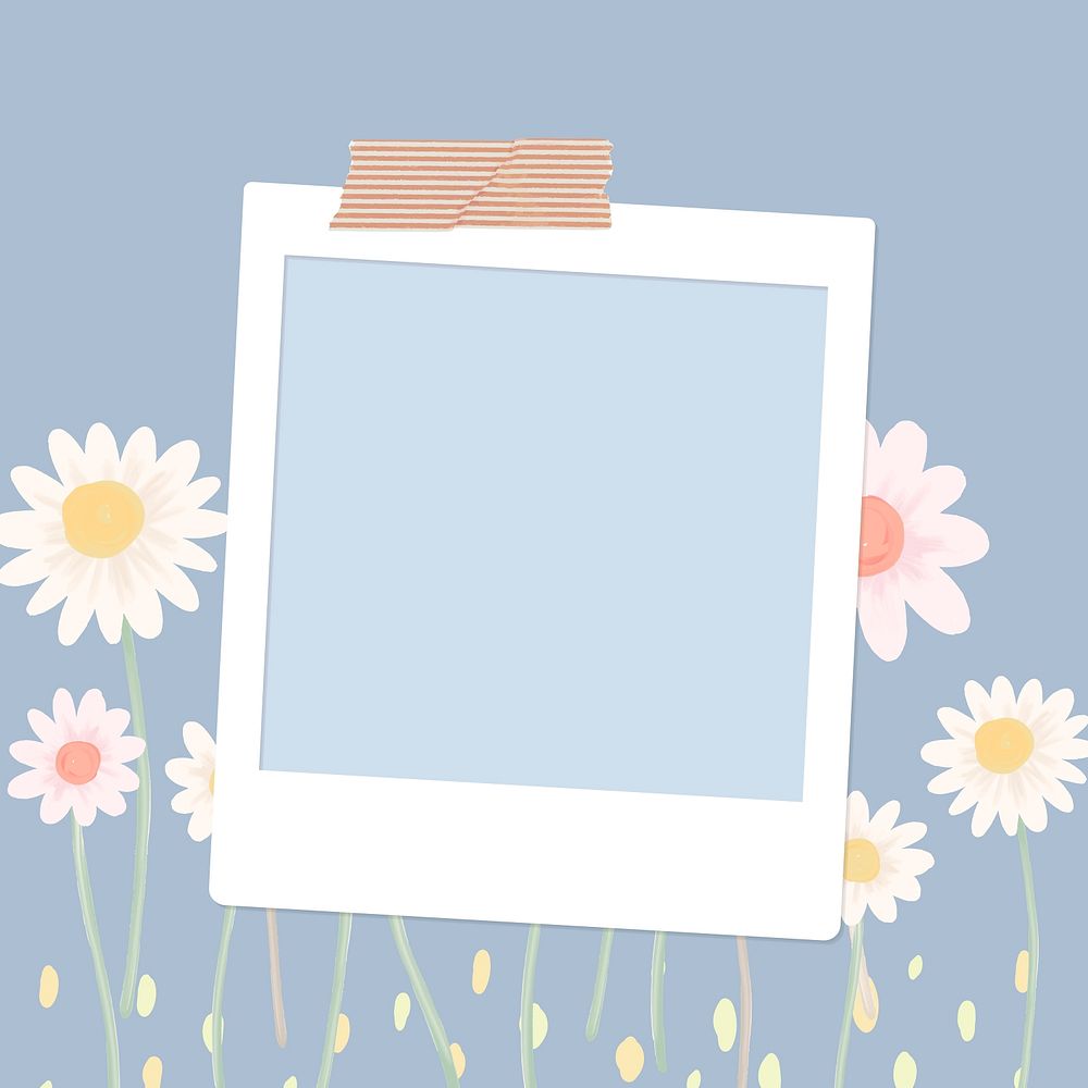 Instant photo frame background, floral design