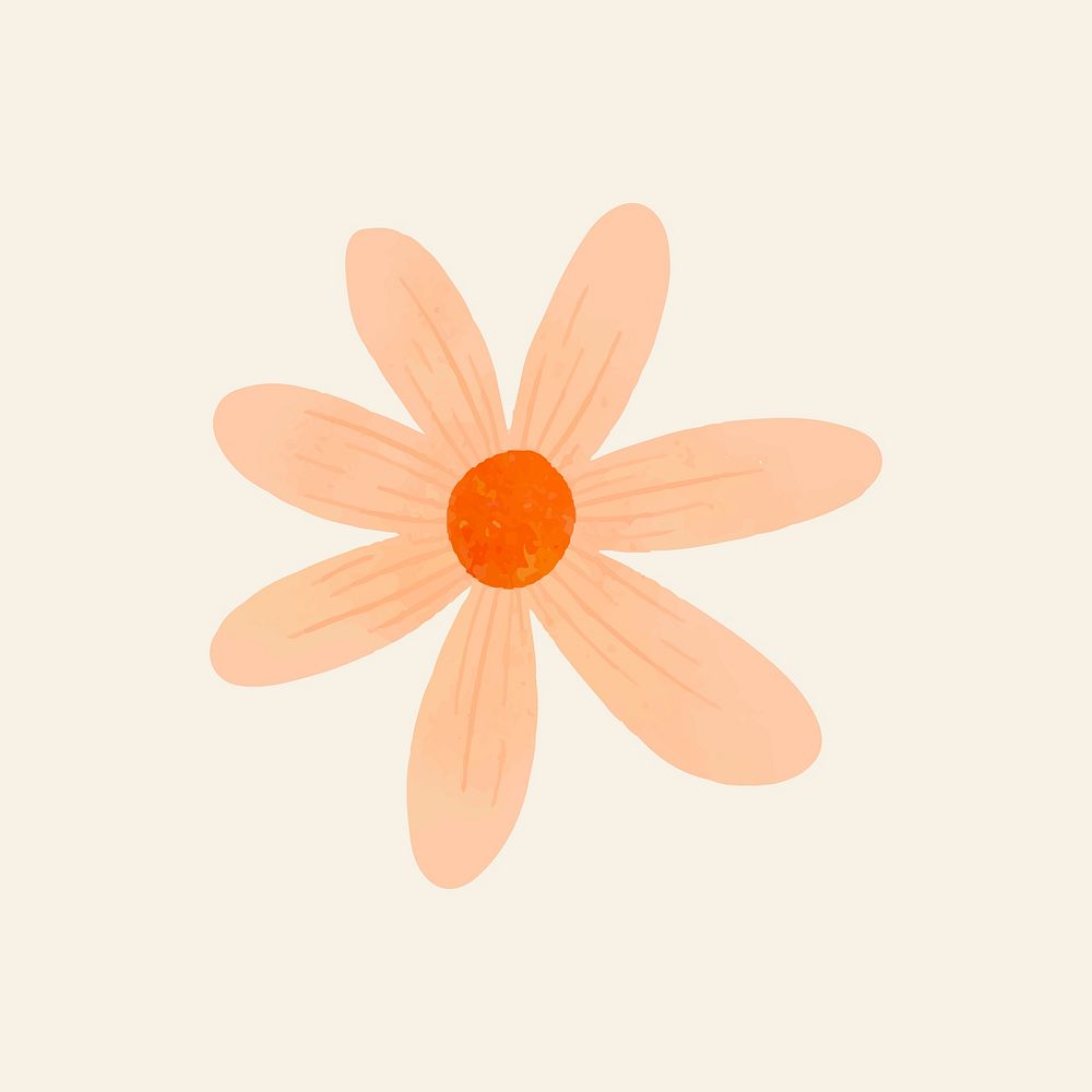 Orange daisy sticker, cute flower clipart vector