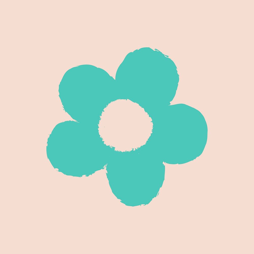 Green flower sticker, cute doodle vector