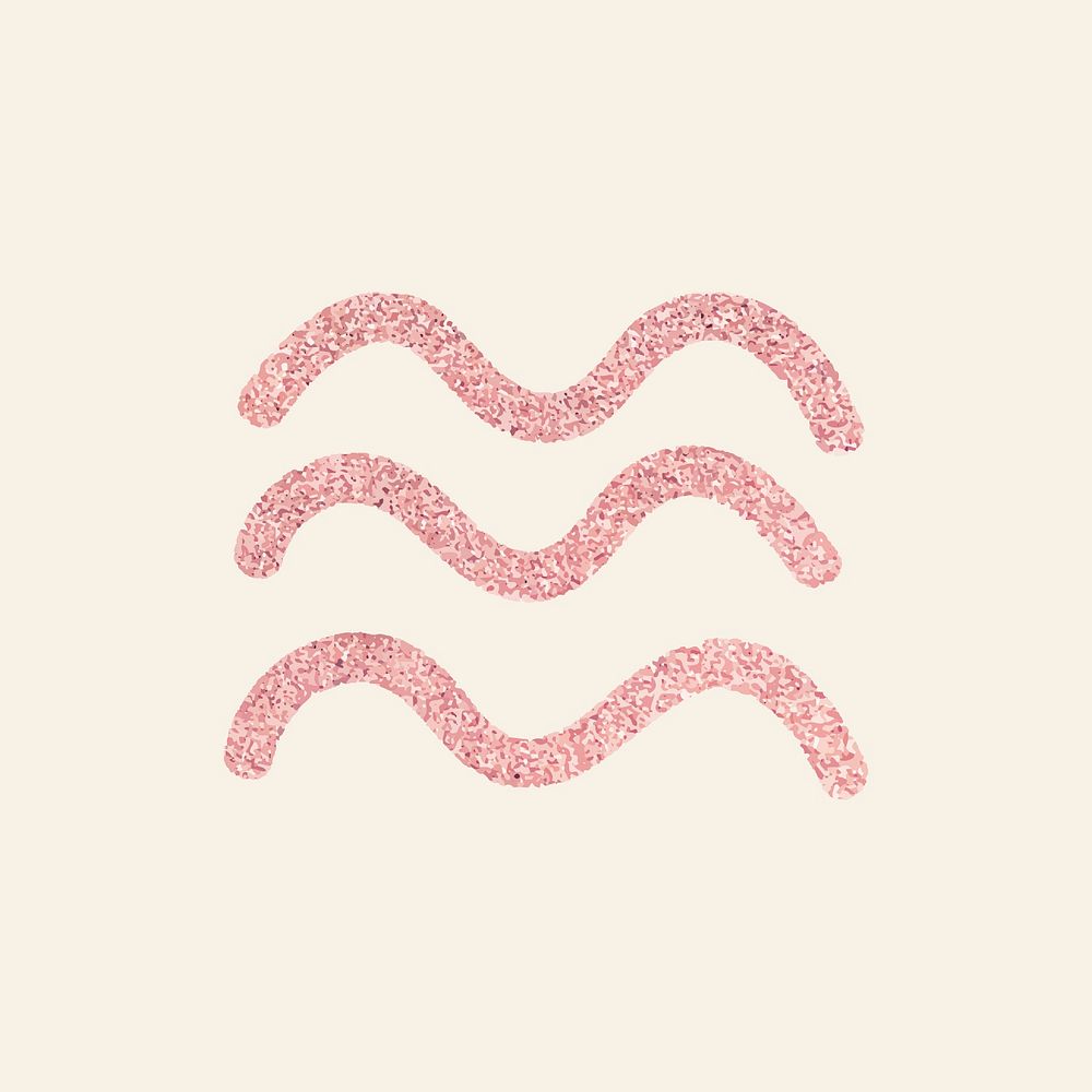 Pink wavy line sticker, cute glittery clipart vector