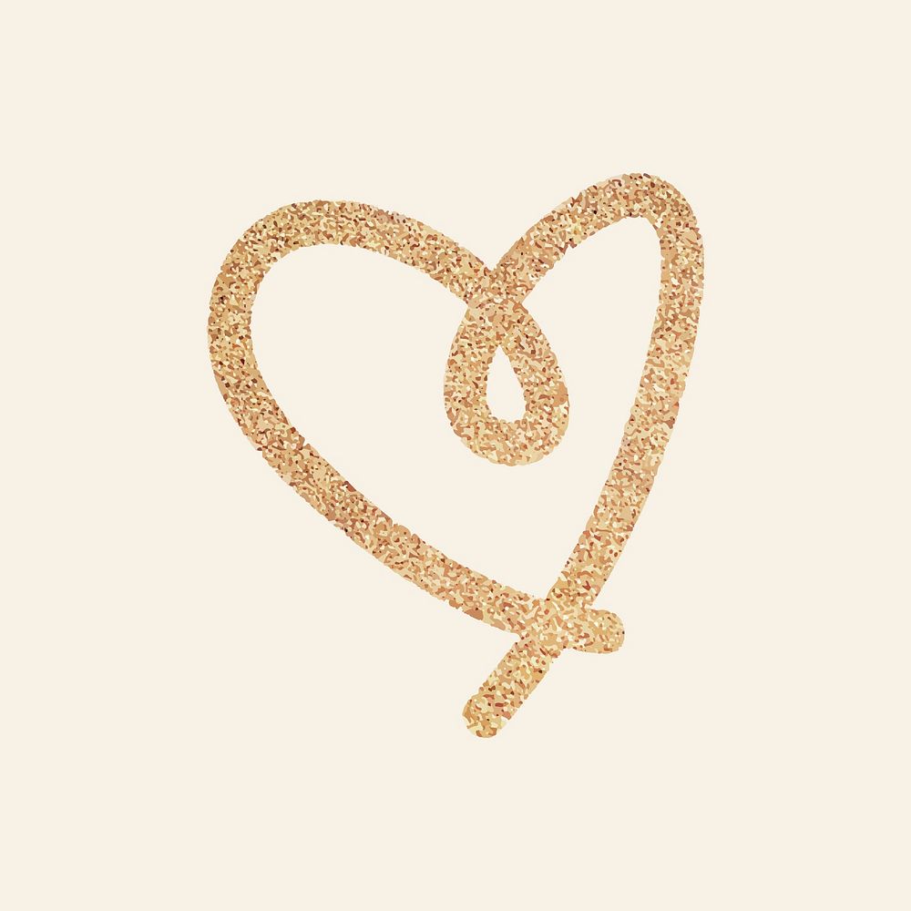 Golden heart sticker, cute glittery shape vector