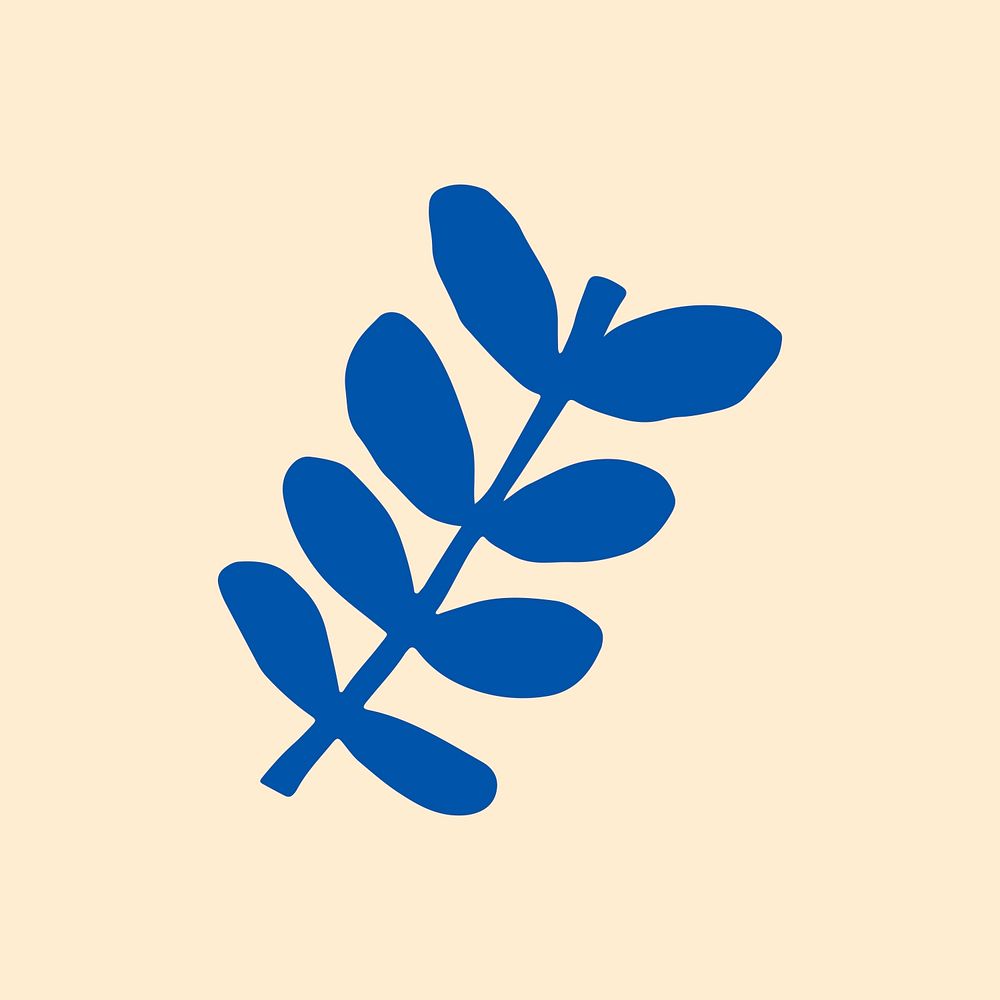 Blue leaf sticker, botanical illustration vector