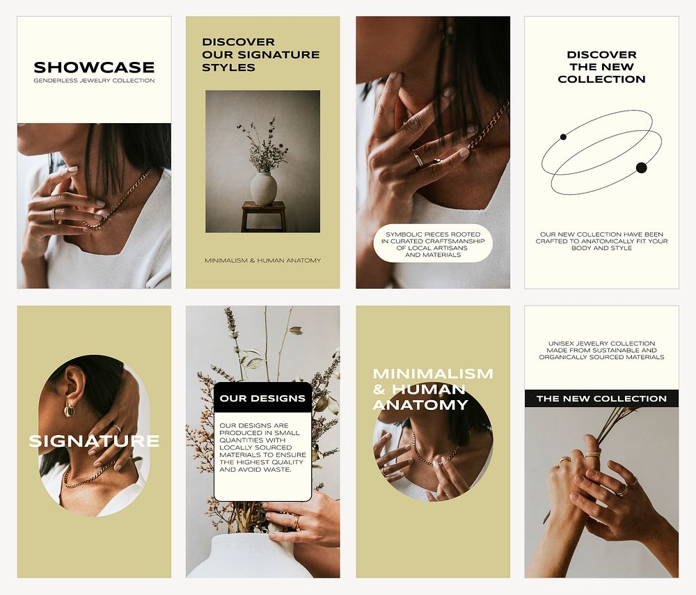 Jewelry store Facebook story templates, minimal small business design set psd