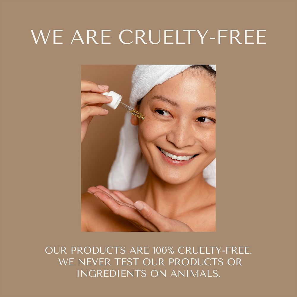 Skincare product Instagram post template, cruelty-free design psd