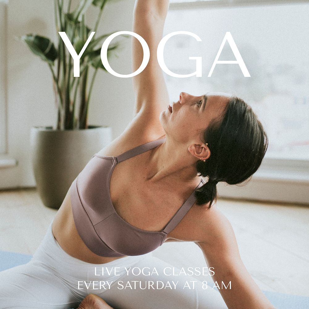 Yoga course Facebook post template, health & wellness design vector