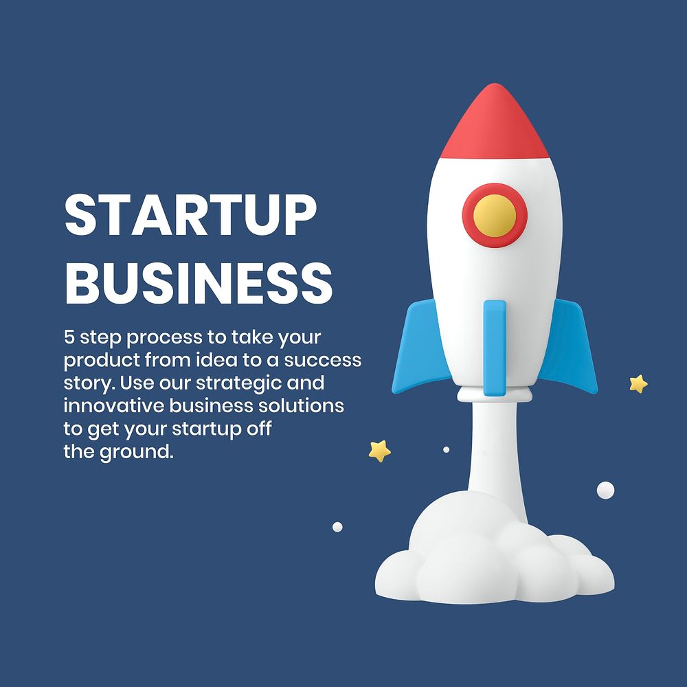 Startup business Instagram ad template, 3D editable design vector