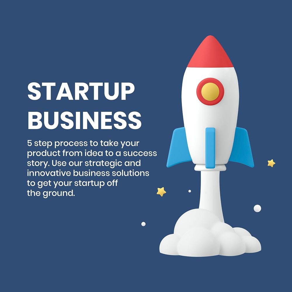 Startup business Instagram ad template, 3D editable design psd