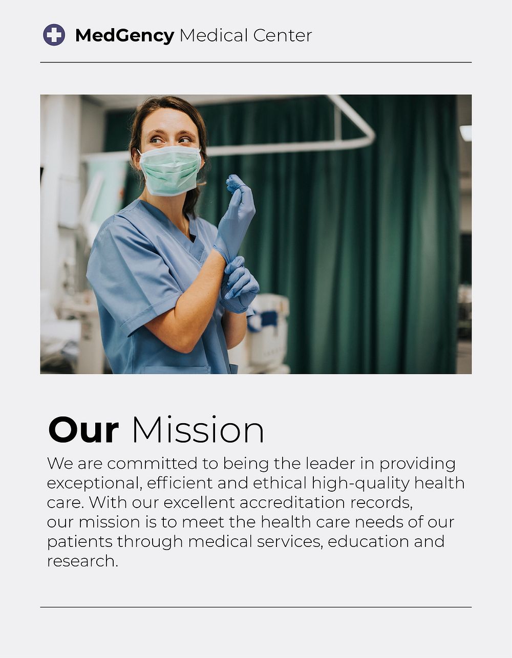 Medical mission statement flyer template, healthcare services vector