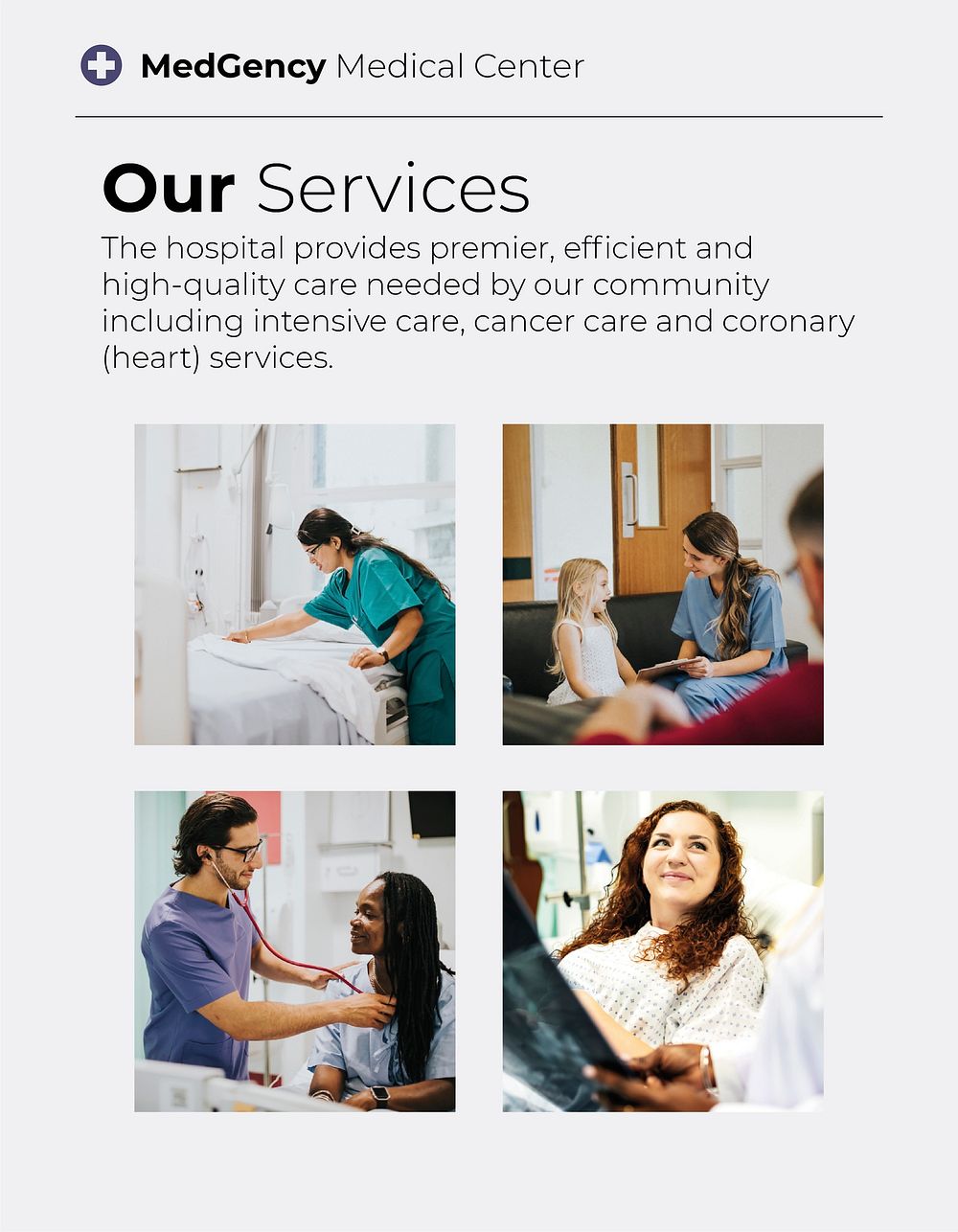 Medical services flyer template, hospital business psd